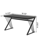 FOLUBAN Black Desk, Modern Wood and Metal Computer Desk for Home Office, Simple Writing Work PC Desks for Bedroom, Industrial Study Gaming Table for Living Room, Black, 53 Inch FOLUBAN