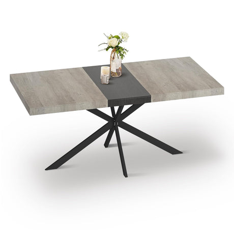 55" -70" Extendable Dining Room Table for 4 6 People,Modern Rustic Kitchen Expanding Table,Wooden Long Large Expandable Dining Room Transformer Table Conference Table for Kitchens,Grey Ufurpie