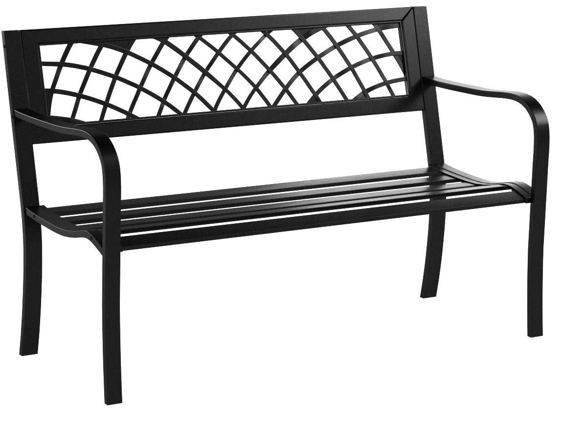 FDW Garden Bench Outdoor Bench with Plastic Backrest for Patio Metal Bench Park Bench or Yard Porch Clearance Work Entryway FDW