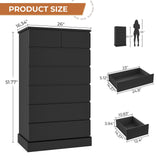 DICTAC Black Tall Dresser for Bedroom with 7 Drawers, 51.8" Tall Dressers & Chests of Drawers, Modern Wood Closet Organizer and Storage Cabinet, Large Vertical Dresser for Bedroom, Closet, Hallway DICTAC