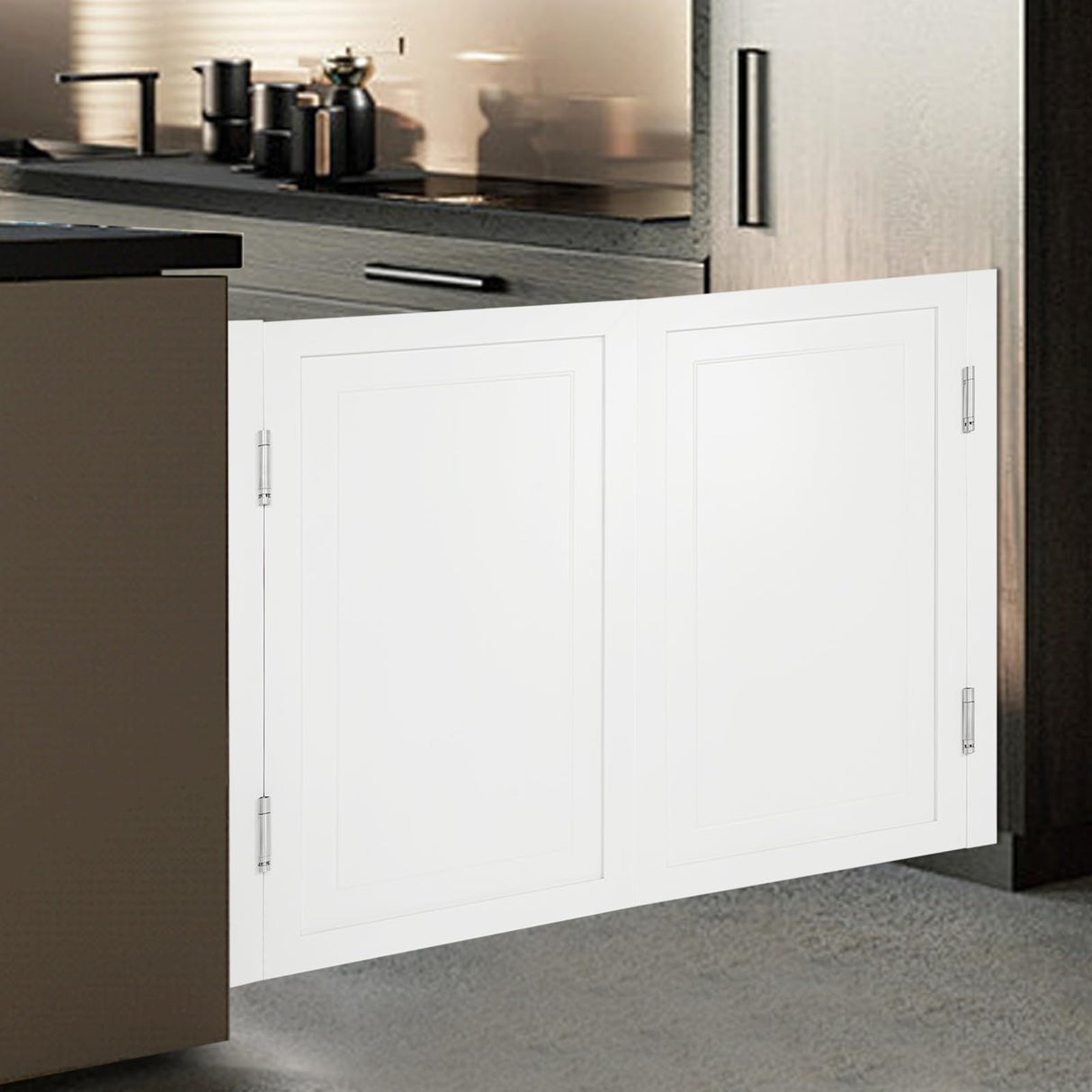 Swinging Doors Cafe Doors, Interior Solid Wood Swing Door with Metal Hinges, Cafe Saloon Doors, Bar Saloon Swinging Doors for Kitchen Stairs Bedroom Entrance Partition (White, 47.2" x35.43") Pinelicorn