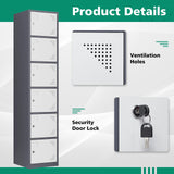 Letaya Metal Lockers for Employees,71" Steel Storage Cabinet with 6 Door Lockable for Office Staff,Home,Gym,School (Grey White) Letaya