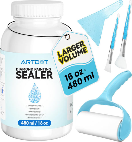 ARTDOT 16 oz Diamond Art Sealer Kits for Adults, Large Capacity Glue as Diamond Painting Accessories and Jigsaw Puzzles Tools ARTDOT