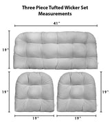 RSH DECOR: 3-Piece Wicker Tufted Cushion Set | 41” x 19" & 19" x 19" | All-Weather Spun Fabric | Water Resistant | Outdoor Loveseat & U-Shape Cushions for Patio Furniture | Gregoire Fresco RSH DECOR