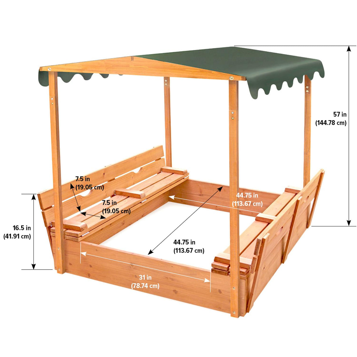 Badger Basket Covered Convertible Cedar Sandbox with Canopy and Bench Seats Badger Basket