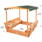 Badger Basket Covered Convertible Cedar Sandbox with Canopy and Bench Seats Badger Basket