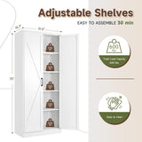 Letaya Storage Cabinet,75" H Metal Kitchen Pantry Cabinets with Doors and Adjustable Shelves,Pantry Organizers for for Cupboard/Dining/Bathroom/Office/Garage Room,White Letaya
