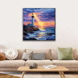 JUJUHOOD Sunset Lighthous Framed Paint by Numbers Kit for Adults Beginner & Kids Ages 8-12,Seaside Paint by Number Without Easel,Paint by Numbers for Gift Home Wall Decor (10x10Inch) JUJUHOOD