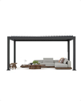 Garveelife All-Aluminum Louvered Pergola 12' x 16', Outdoor Pergola with Adjustable Louvered Roof, Reinforced Aluminum Frame, Integrated Drainage System, Hardtop Gazebo for Patio, Deck, Gray GarveeLife