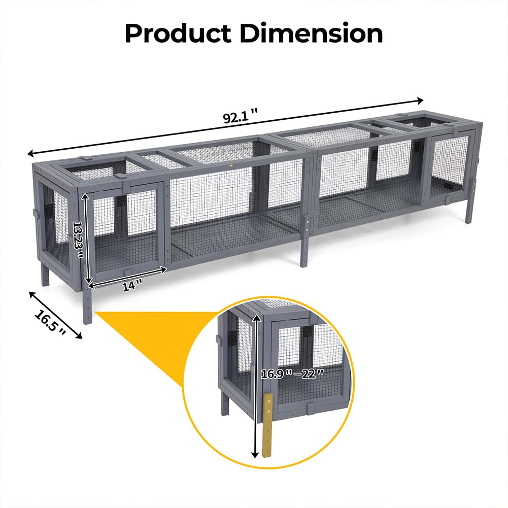 COZIWOW Wooden Cat Play Tunnel with Platforms | Configurable Window Catio | Multi-Combination Extendable Cat Run for Indoor/Outdoor Use | Small Pet Play Enclosure COZIWOW