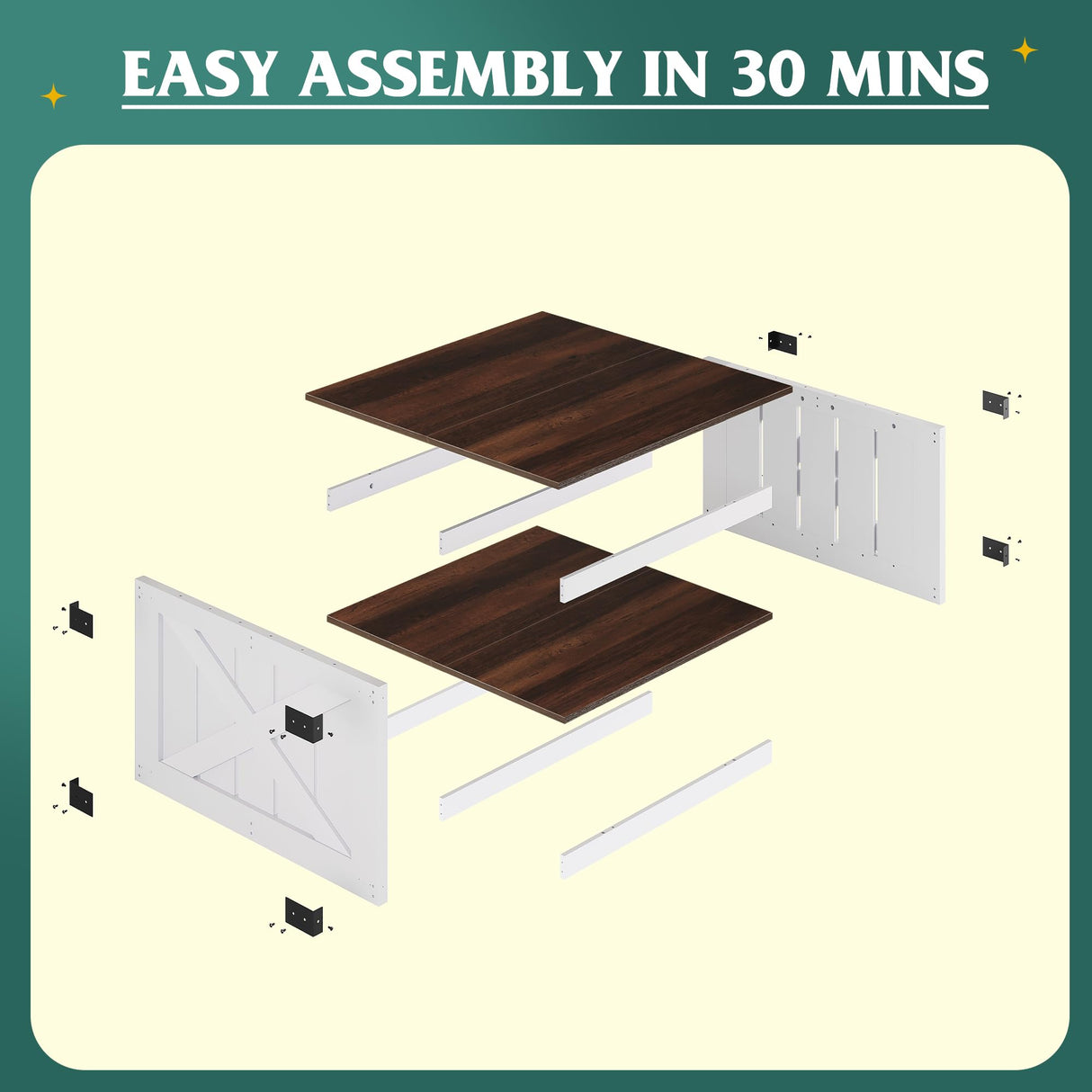 NICBEX Farmhouse Coffee Table, 31.5" Square Coffee Table with Open Storage, Wood Rustic Cocktail Table Center Table for Living Room, Espresso Brown NicBex