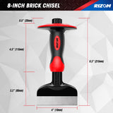 Rizom Chisel Set with Hand Protection, 3 Pcs Rock Chisel Stone Chisel, Heavy Duty Masonry Tools including 11-Inch Point and Flat, 8-Inch Brick Rizom
