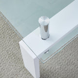 Kebynti Coffee Table - Rectangle Glass Coffee Table with Simple and Classical Inspired Design, Easy Assembly for Modern Living, 39.5 * 23.5 * 17.5 inches (White) Kebynti
