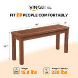 VINGLI Outdoor Wooden Bench, 40” Porch Bench Outdoor Backless Garden Bench, Small Outdoor Bench for Deck Patio Entryway VINGLI