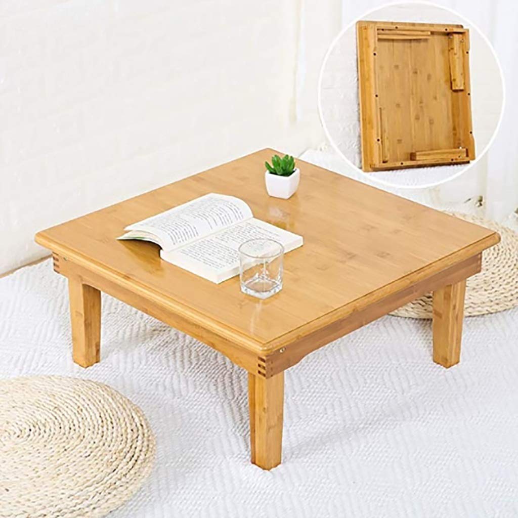 SH-tables Folding Table, Japanese-Style Household Square Bamboo Table, Computer Table, Desk, Low Bamboo Table, Multi-Function Small Dining Table, Various Sizes (Size : 60×60×47cm) - WoodArtSupply