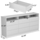 Gyfimoie 9 Drawer Dresser with Power Outlet and LED Light, Modern Storage Dresser for Bedroom, Living Room Gyfimoie