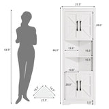 NOVAMAISON 67" Tall Farmhouse Corner Cabinet with Barn Door Design in White - Stylish Storage Solution for Any Room NOVAMAISON