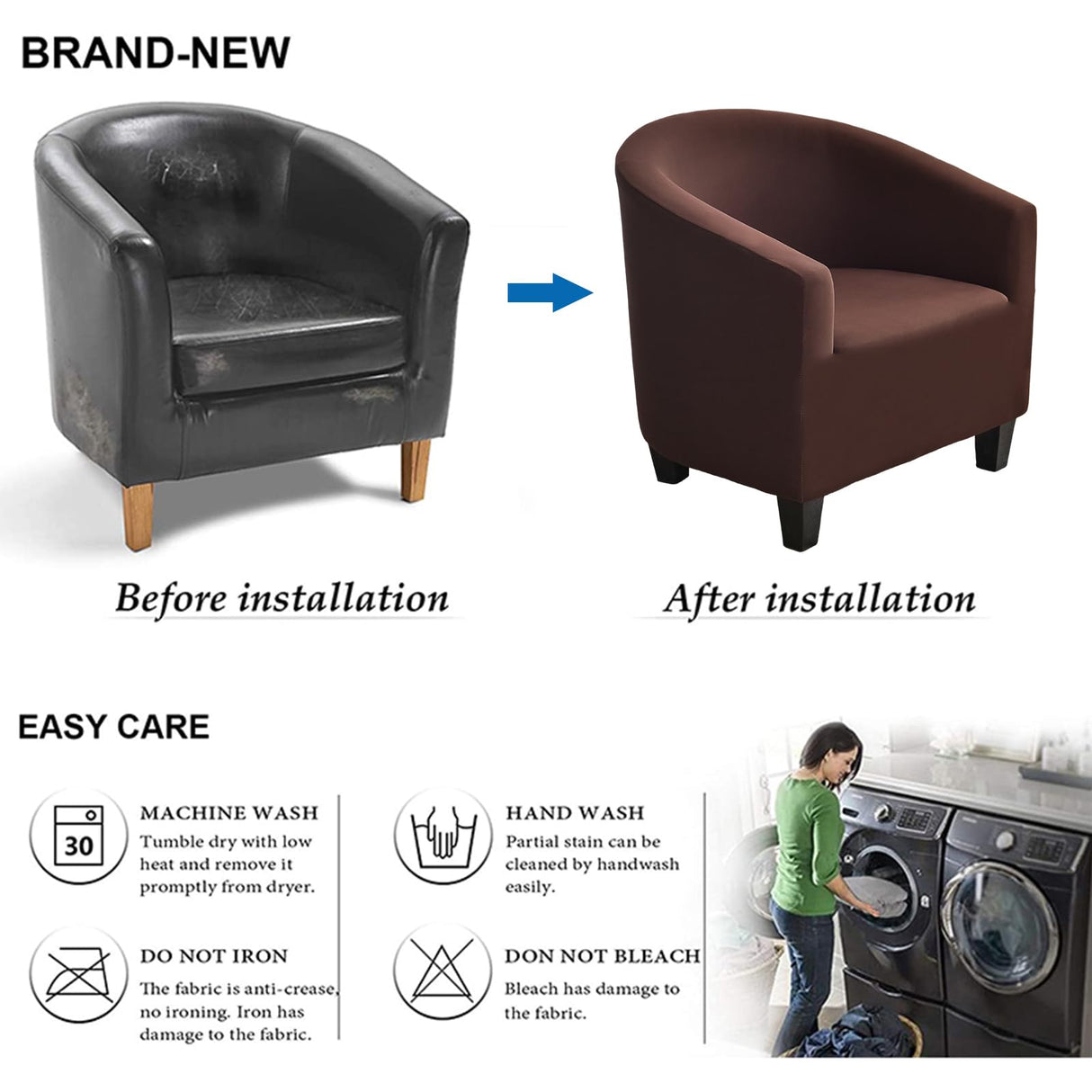 NILUOH Club Chair Slipcover Stretch Tub Chair Cover Barrel Chair Covers Armchair Covers Sofa Cover Furniture Protector for Living Room (05) NILUOH