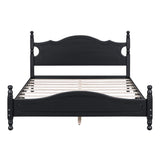 Harper & Bright Designs Retro Style Queen Size Platform Bed Frame with Sturdy Headboard in Black Harper & Bright Designs
