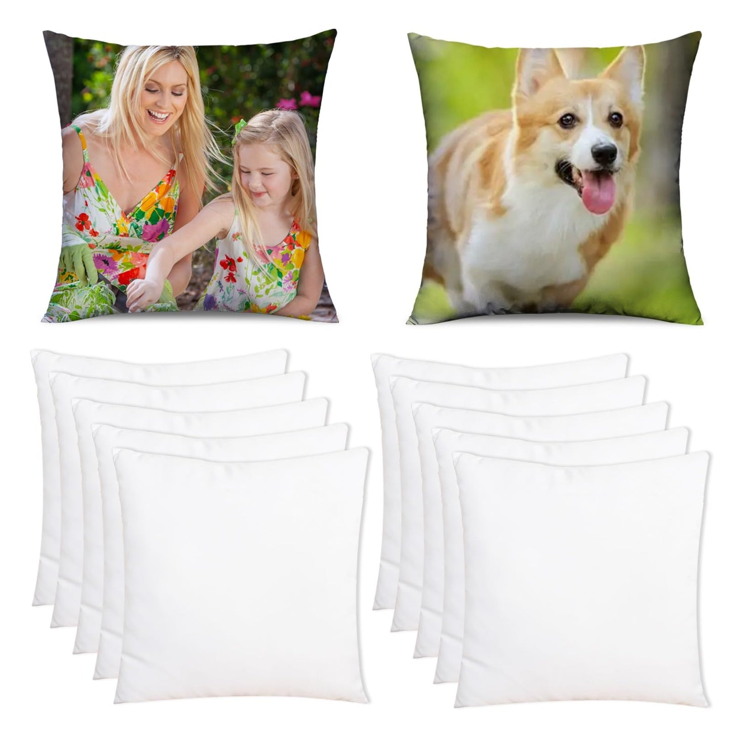 OKBA 4 PCS Sublimation Blanks Pillow Cases 16"x 16" White Cushion Covers Glossy Satin Pillow Covers Heat Transfer DIY Custom Picture Pillow Covers