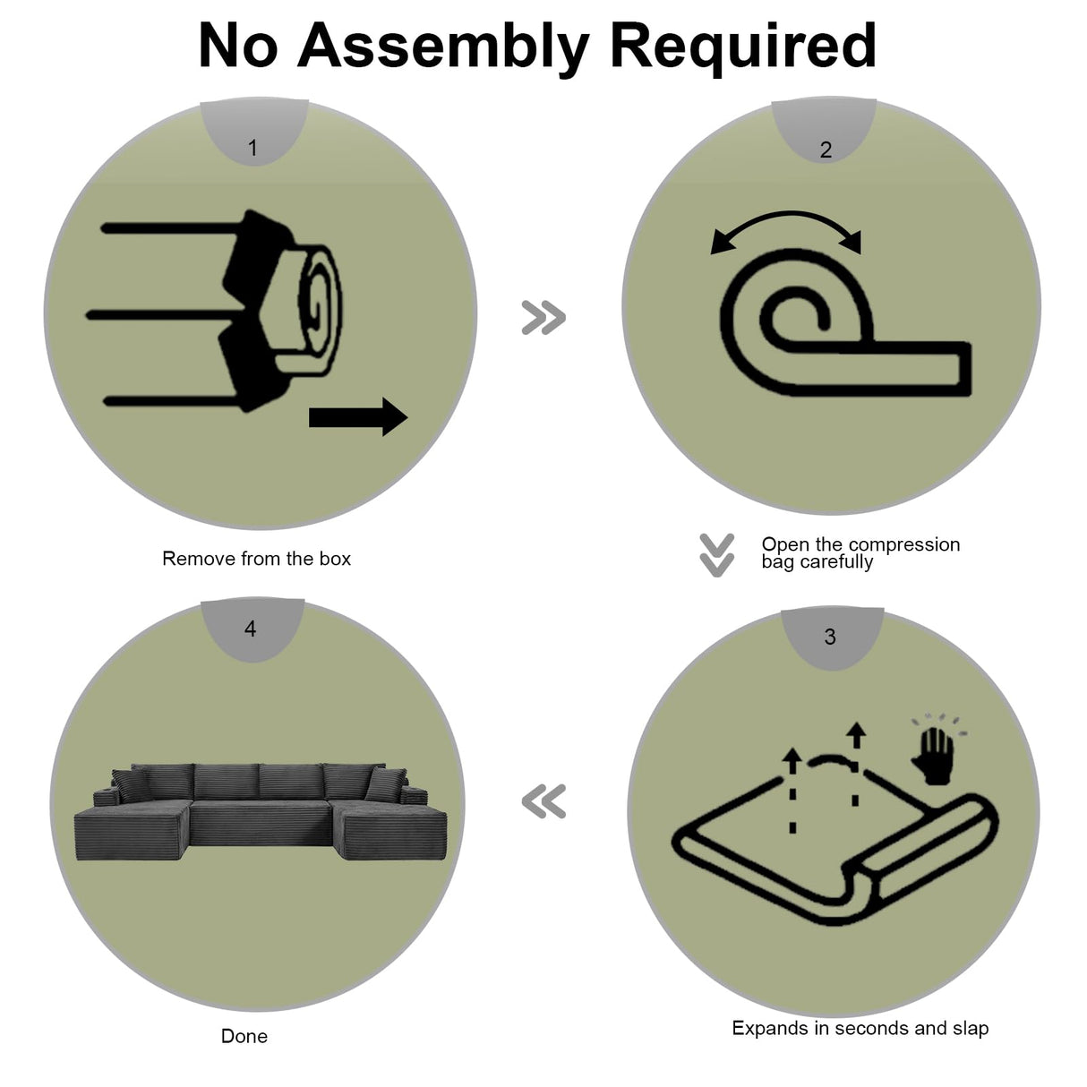 GUANGHONG 150 Inch U-Shaped Sectional Couch with Multi Functional Console, Oversized Modular Corduroy Sofa with 2 Ottomans, 5-Seater Modern Deep Seat Boneless Cloud Couch for Living Room, Light Gray GUANGHONG