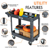 TUFFIOM Plastic Service Utility Cart with Wheels,550lbs Capacity,Heavy Duty Tub Storage Cart W/Deep Shelves, Multipurpose Rolling 2-Tier Mobile Storage Organizer, for Warehouse Garage industrial Cart TUFFIOM