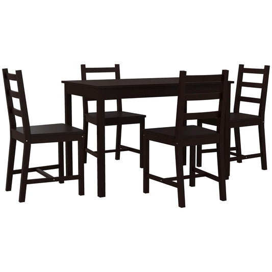 HOMCOM 5 Piece Dining Room Table Set, Wooden Kitchen Table and Chairs for Dinette, Breakfast Nook, Chestnut Brown - WoodArtSupply