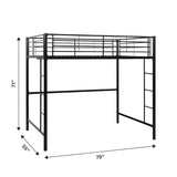 Walker Edison Timothee Urban Industrial Metal Double over Loft Bunk Bed, Full Loft, Black Walker Edison