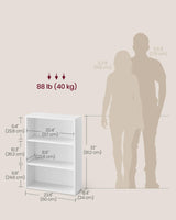 VASAGLE Bookshelf, 23.6 Inches Wide, 3-Tier Open Bookcase with Adjustable Storage Shelves, Floor Standing Unit, Cloud White ULBC163T14 VASAGLE