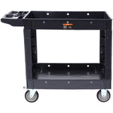 VEVOR Utility Service Cart, 2 Shelf 550LBS Heavy Duty Plastic Rolling Utility Cart with 360° Swivel Wheels, Medium Lipped Shelf, Ergonomic Storage VEVOR