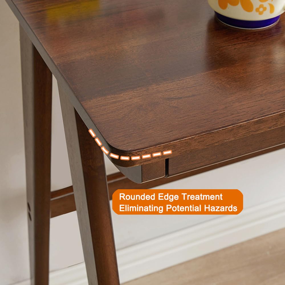 LITAITAI 39.4" Long Solid Wood Desk Solid Wood Writing Desk - Home Office Workbench Desk with 2 Drawer, Laptop Computer Work Study Table (39.4‘’) LITAITAI