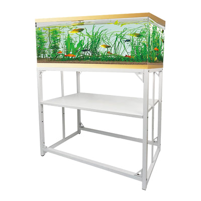 MEWSDEN Fish Tank Stand - 40 Gallon Heavy Duty Metal Aquarium Stand, Reptile & Turtle Breeder Tank Combo (White, 36.5"x18.5"x29.5")