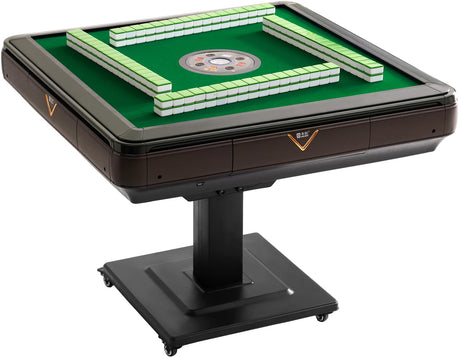 KIMOHOME Automatic Mahjong Table Foldable 44mm Tiles with Wheel with 2 Sets of Numbered Tiles (Blue & Green) Suitable for 152 Tiles Chinese, Filipino and American Style Mah Jong KIMOHOME