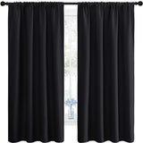 NICETOWN Halloween Black Blackout Curtain Blinds - Solid Thermal Insulated Window Treatment Blackout Drapes/Draperies for Bedroom (2 Panels, 42 inches Wide by 63 inches Long, Black) NICETOWN