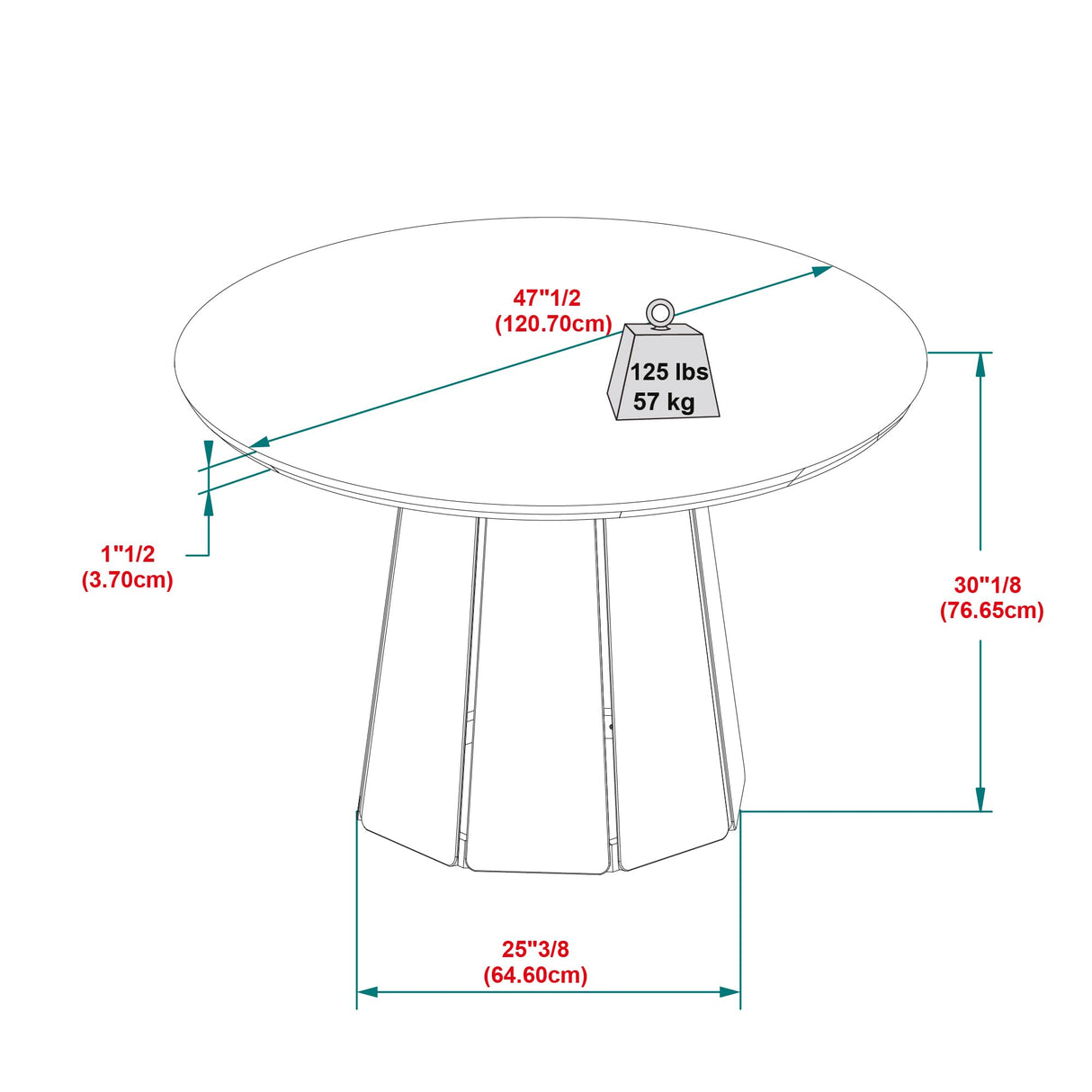 Walker Edison Scandinavian Paneled-Wood Pedestal Base Round Top Dining Table, 48 Inch, Cerused White Walker Edison
