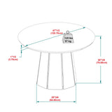 Walker Edison Scandinavian Paneled-Wood Pedestal Base Round Top Dining Table, 48 Inch, Cerused White Walker Edison