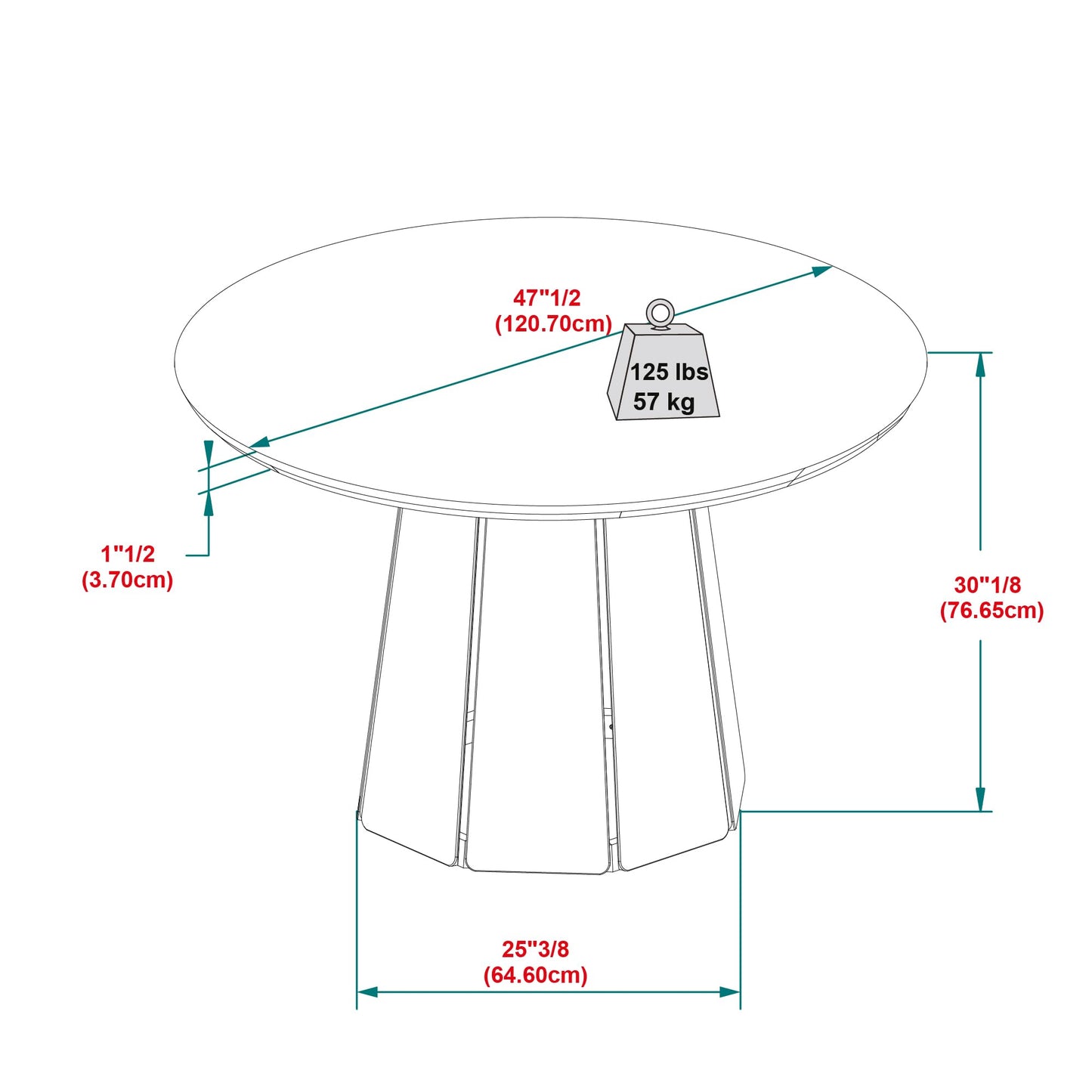 Walker Edison Modern Paneled-Wood Pedestal Base Round Top Dining Table, 48 Inch, Brown - WoodArtSupply