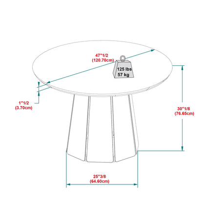 Walker Edison Modern Paneled-Wood Pedestal Base Round Top Dining Table, 48 Inch, Brown - WoodArtSupply