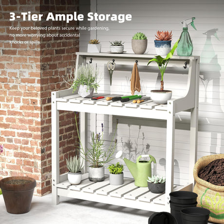 Potting Benches for Outside, HDPE Garden Potting Table with Storage HouseOfZazla