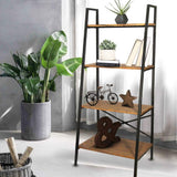 Blissun Ladder Shelf, 4-Tier Bookshelf, Storage Rack Shelf for Office, Bathroom, Living Room, Hazelnut Brown Blissun