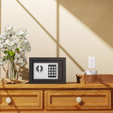 Goldenkey Home Safe for Money, Digital Small Money Safe for Cash and Coin, Kids Safe Bank with Keys&Code, Mini Safe Box for Home, 6.69"D x 9.05"W x 6.69"H, 0.236 Cu.Ft. GOLDENKEY