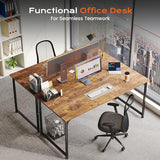 PRAISUN 47 X 24 Inch Computer Desk with Deeper Desktop, Gaming Office Writing Work Desk for Home Office, Study, Bedroom, Work from Home, Metal Frame, Rustic Brown PRAISUN