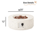 HOMPUS Outdoor Propane Fire Pit, 40,000 BTU 28-inch Round White Terrazzo Concrete Fire Table Gas Fire Pit w Lava Rocks and Rain Cover for Outdoor, Deck or Backyard HOMPUS