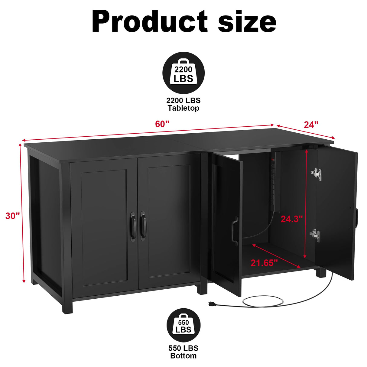 GDLF 100-150 Gallon Fish Tank Stand, 120 Gallon Tank Stand with 60"*24" Tabletop Fits 100/120/150 Gallon Aquariums,2200LBS Capacity Heavy Duty (Stand Only) GDLF