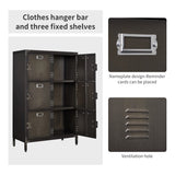 BYNSOE Metal Locker Storage Cabinet, 47.3” Employees Locker Industrial Steel Storage Cabinet with Shelves and 6 Lockable Doors for Home, School, Gym BYNSOE