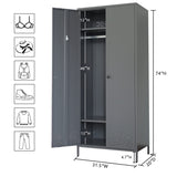 Metal Storage Cabinet with Hanging Rod, Wardrobe Armoire Closet for Bedroom, Laundry Room CJF