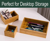 Lawei Set of 5 Bamboo Drawer Organizer Boxes, Desk Storage Box Kit, Drawer Storage Containers Tray Bins for Office, Kitchen, Bedroom, Children Room, Craft, Sewing Lawei