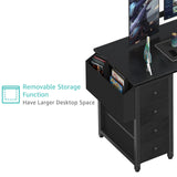 Lufeiya L Shaped Gaming Desk with Drawers & Storage Shelves, 47 Inch Corner Computer Desk with Power Outlet for Home Office Bedroom, L-Shaped Teen PC Desks with Fabric Drawer, Black Lufeiya