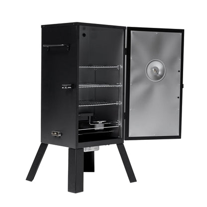 Masterbuilt® 30-inch Electric Vertical BBQ Smoker with Analog Temperature Control, Chrome Smoking Racks and 535 Cooking Square Inches in Black, Model MB20070210