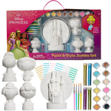 Disney Princess DIY Paint Your Own Figurines Arts and Crafts Set for Girls, Jumbo Figurines, Paint, Paint Brush, Glitter, and Gem Adhesives, Cinderella, Belle, Tiana, Jasmine, and Princess Castle Innovative Designs